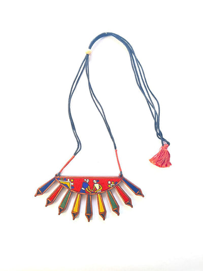 Colorful Tribal Inspired Wooden Necklace | Basic View