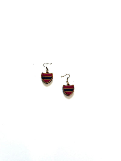 Ethnic Blue and Red Tribal Inspired Wooden Earrings | Basic View