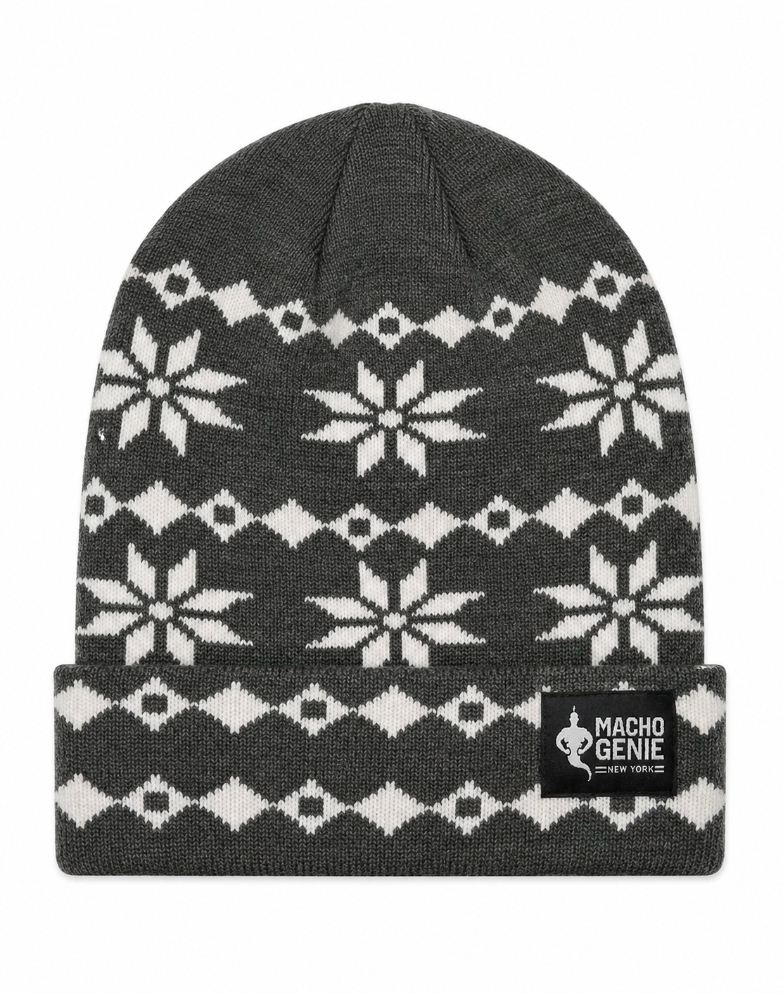 Macho Genie Men’s Nordic Knitted Beanie Cap - Grey