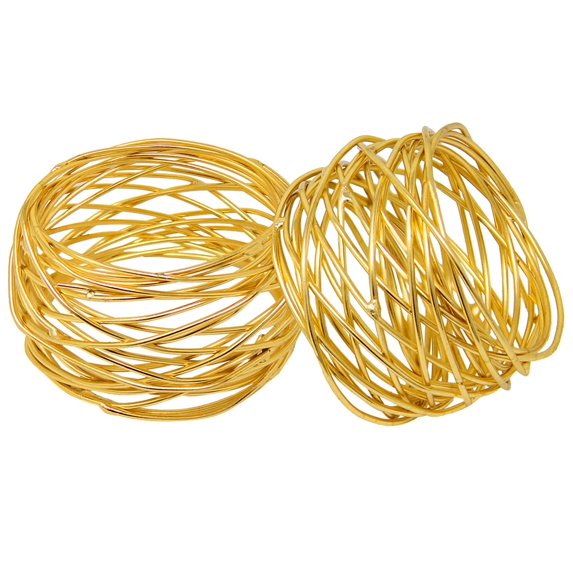 Handmade Artisan Crafted Mesh Metal Dining Napkin Rings, Gold