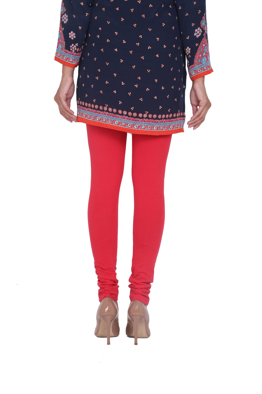 Solid Churidar Leggings - Red