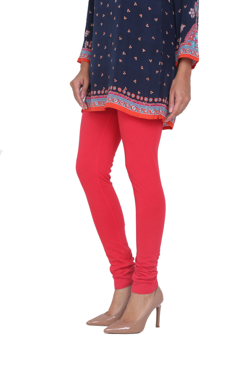 Solid Churidar Leggings - Red