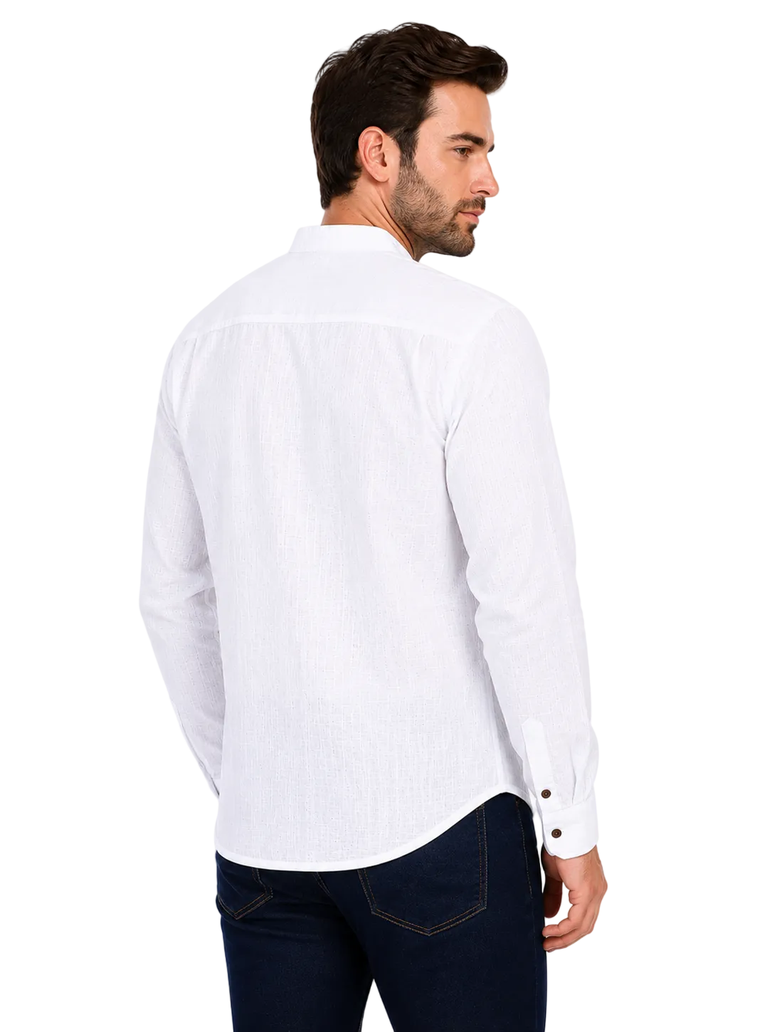 In-Sattva Men's Double-Breasted Pullover Sattva-Collar Henley Style Kurta Tunic; Pearl White
