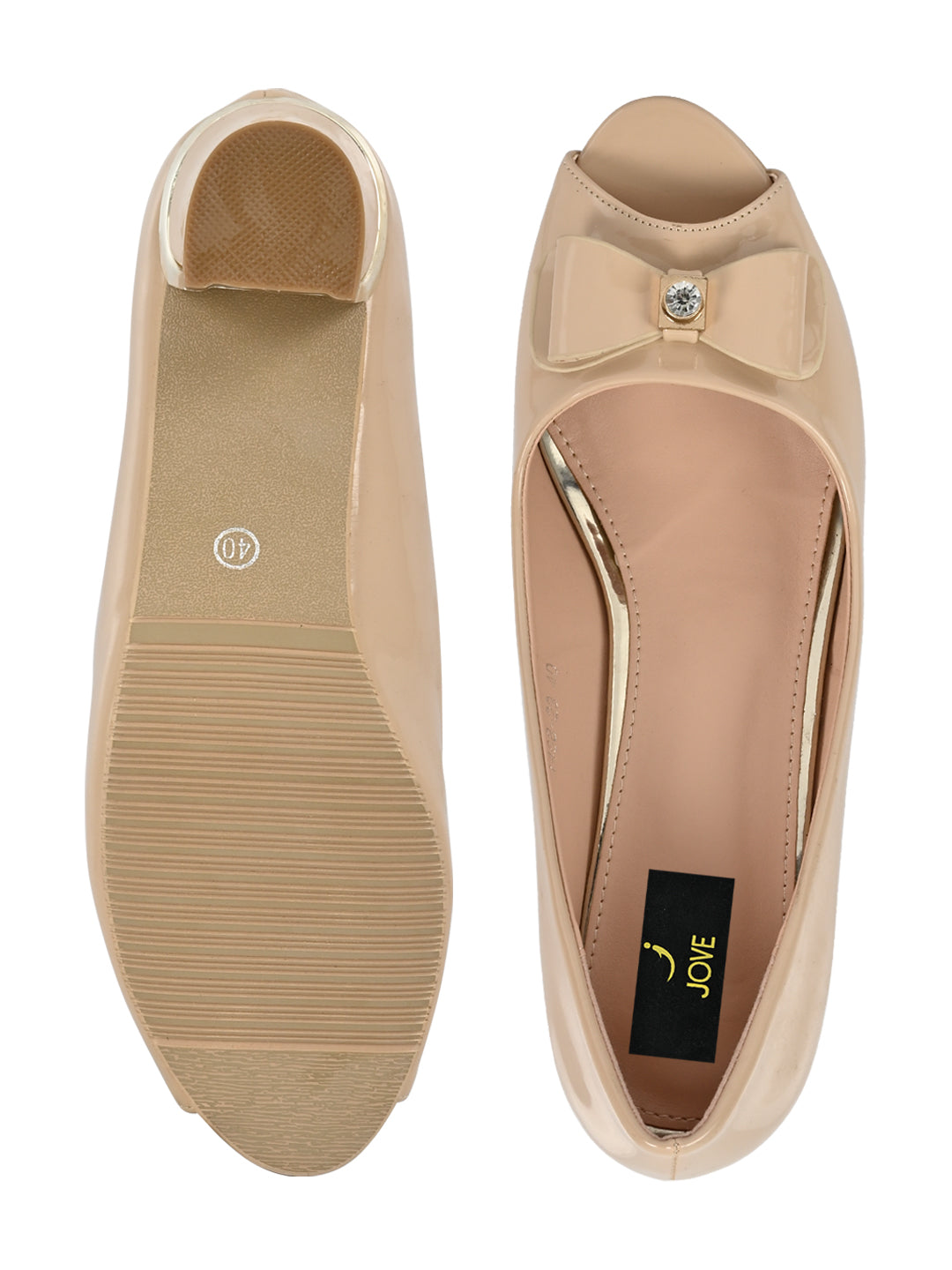 Jove Women's Peep Toe Pumps Apricot