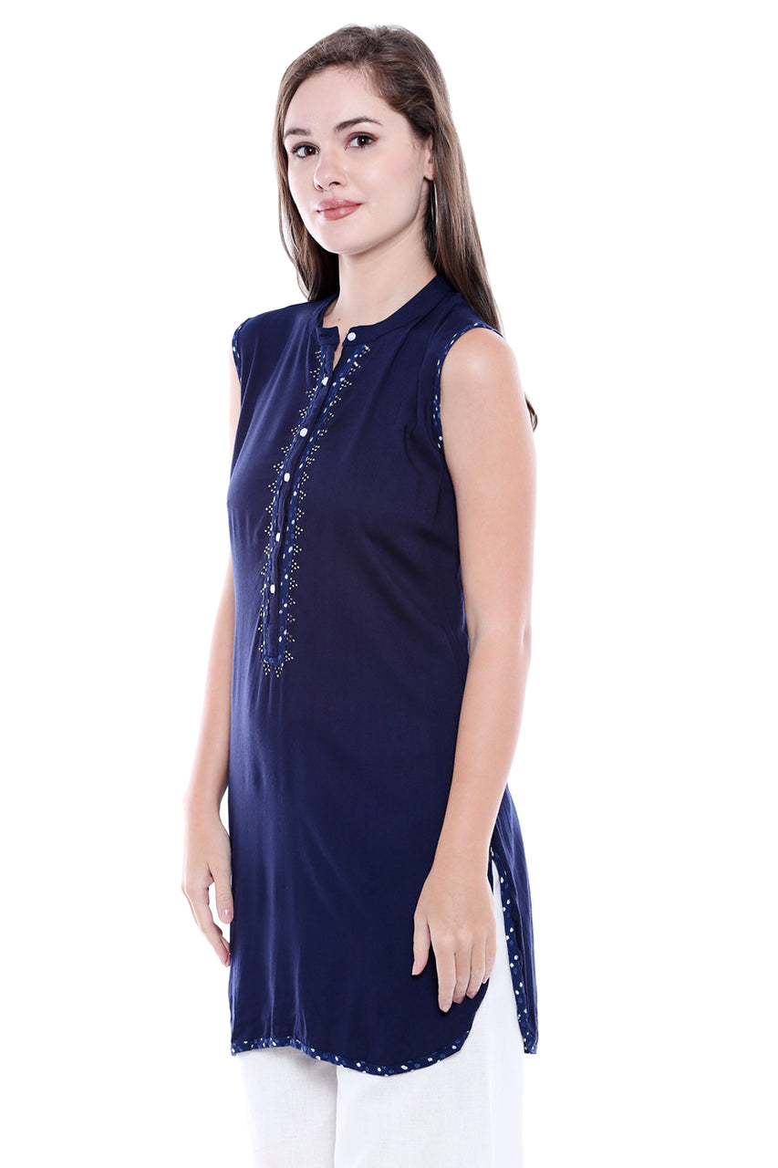Women's Indian Kurta Tunic - Sleeveless - Side | In-Sattva