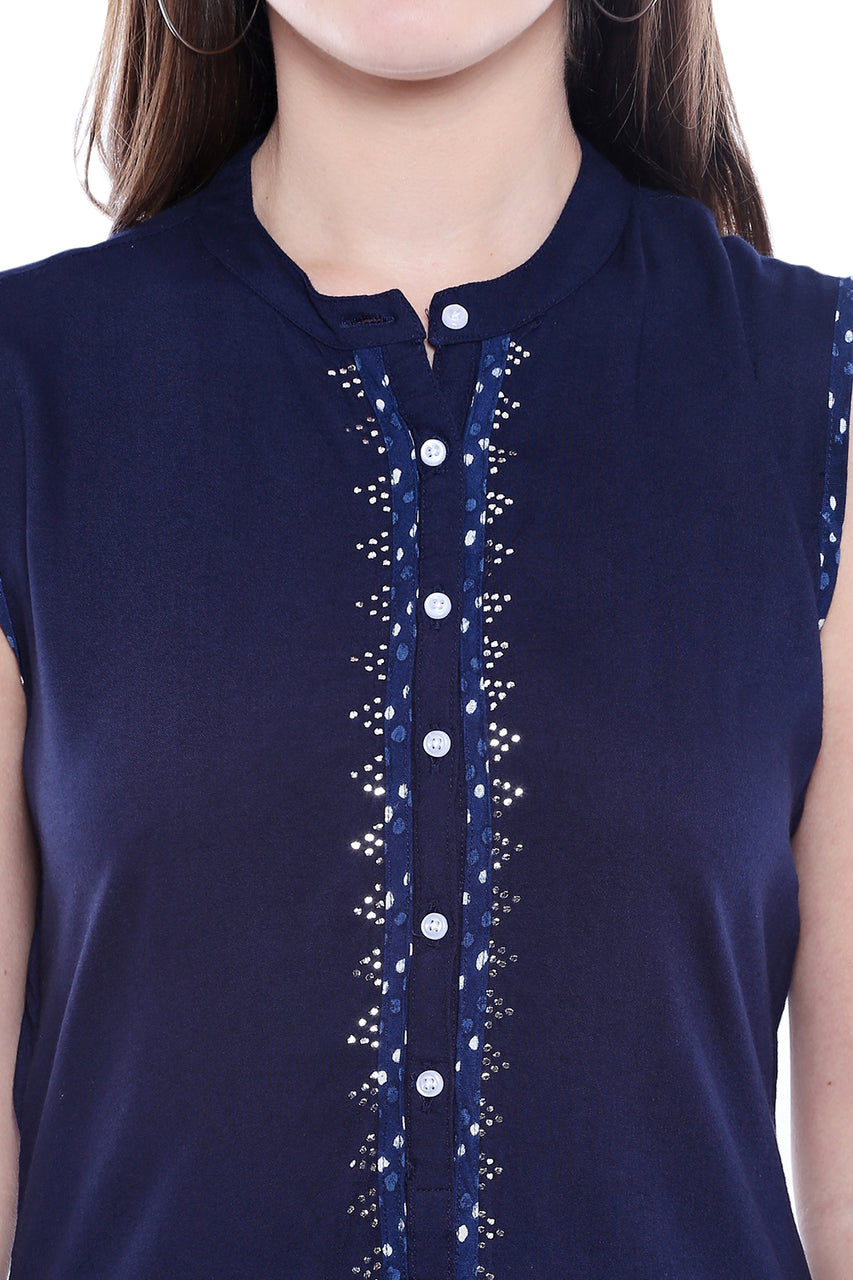 Women's Indian Kurta Tunic - Sleeveless - Garment details | In-Sattva