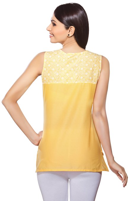 Akkriti Women's Kurta Tunic-  Pintucked and Contrast Yoke ÌÎÌ_Ì´åÇÌÎÌ__ÌÎÌ_ÌÎ_ÌÎÌ_Ì´åÌÎÌ_ÌÎ_ÌÎÌ_Ì´å«ÌÎÌ_ÌÎ_ÌÎå«Ì´ÌàÌÎÌ_ÌÎ__Yellow Back