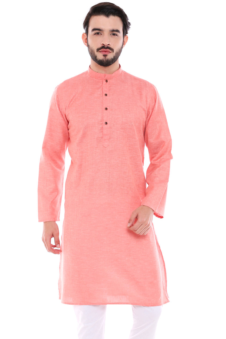 In-Sattva Men's Indian Classic Textured Pure Cotton Kurta Tunic with Band Collar