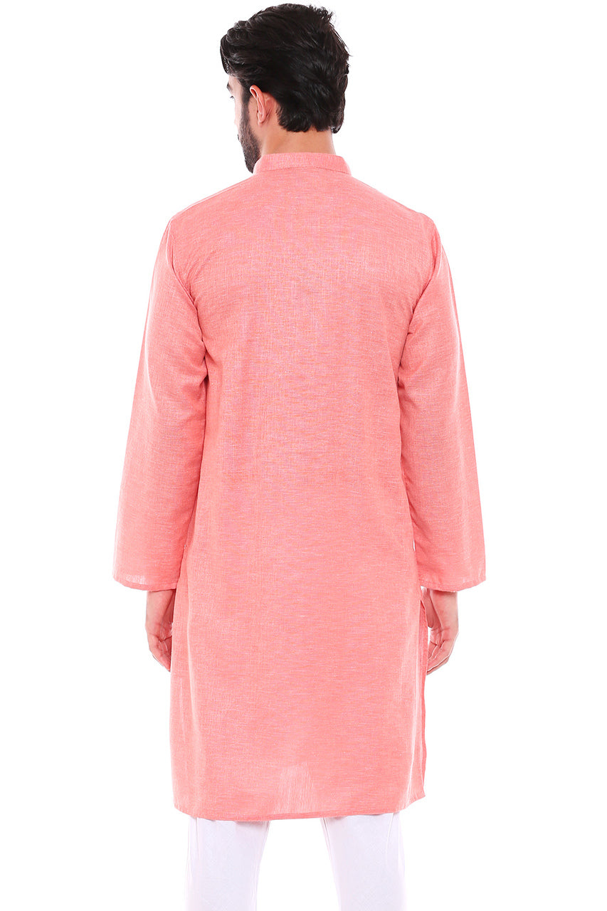 In-Sattva Men's Indian Classic Textured Pure Cotton Kurta Tunic with Band Collar