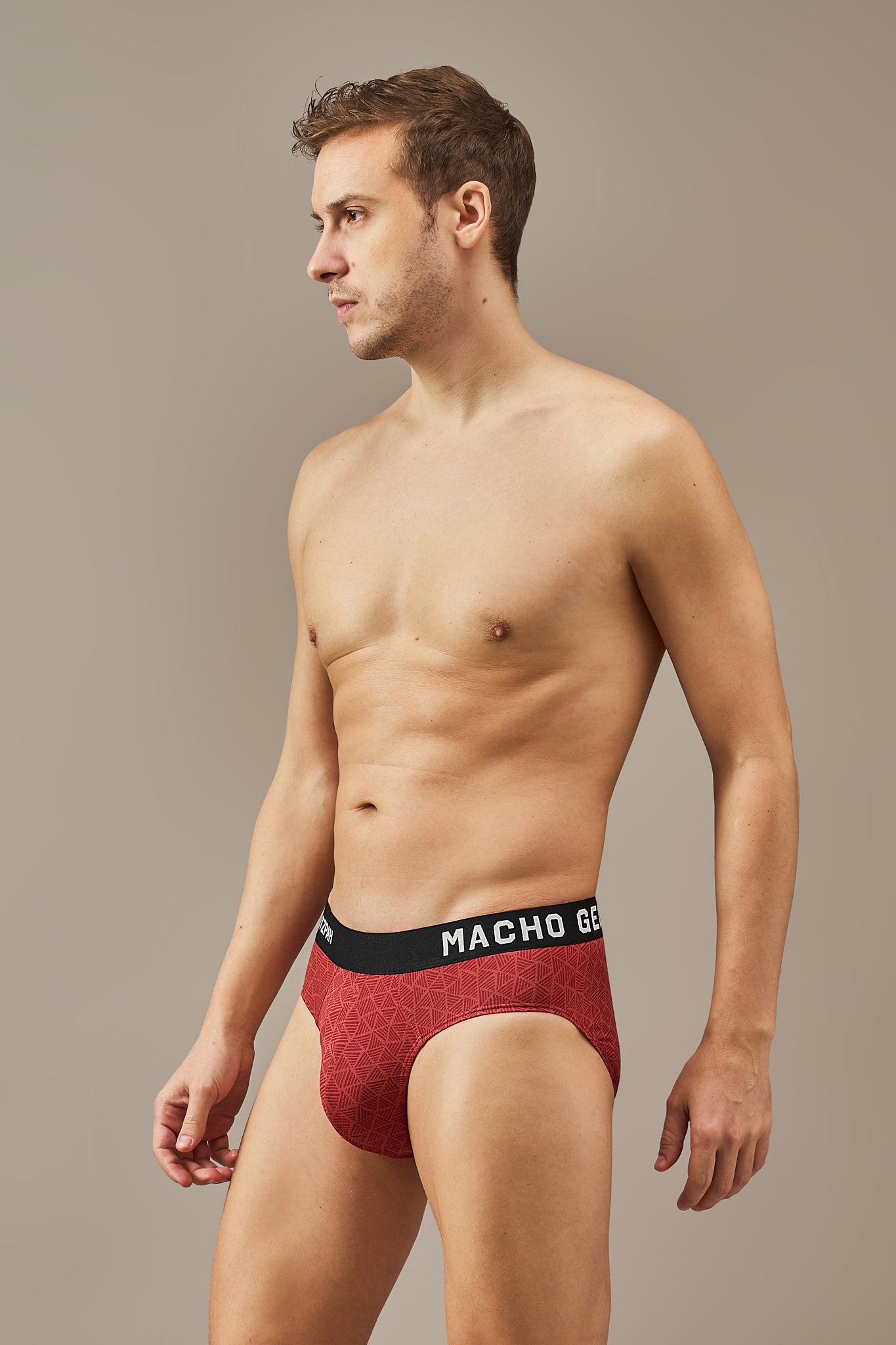 Men's Essentials - Vibrant Vibes Patterned Modal Briefs - Sangria Red