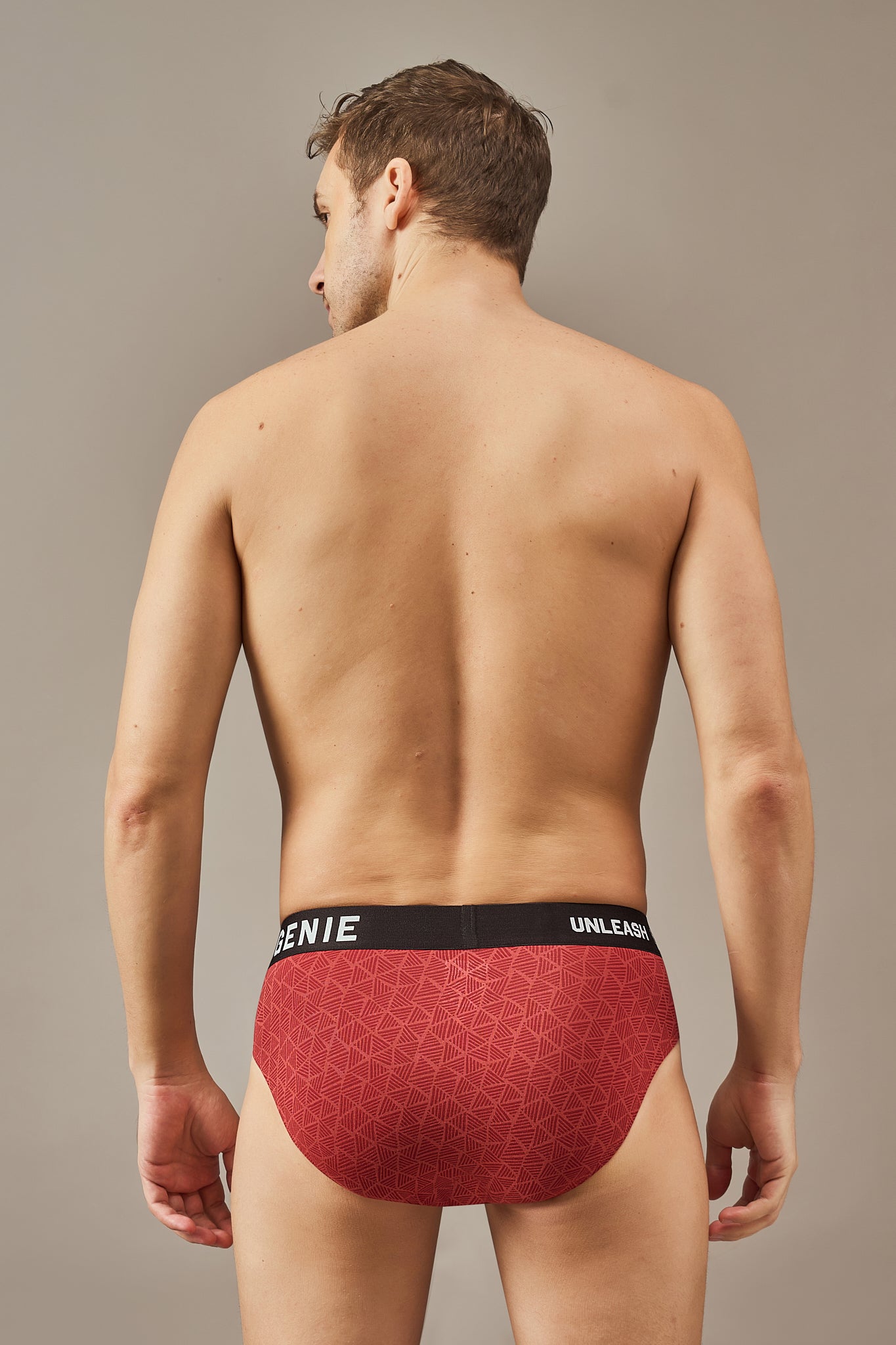 Men's Essentials - Vibrant Vibes Patterned Modal Briefs - Sangria Red