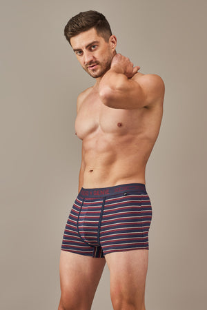 Men's Essentials - Luxe Premium Cotton Striped Trunks - Ebony Wine