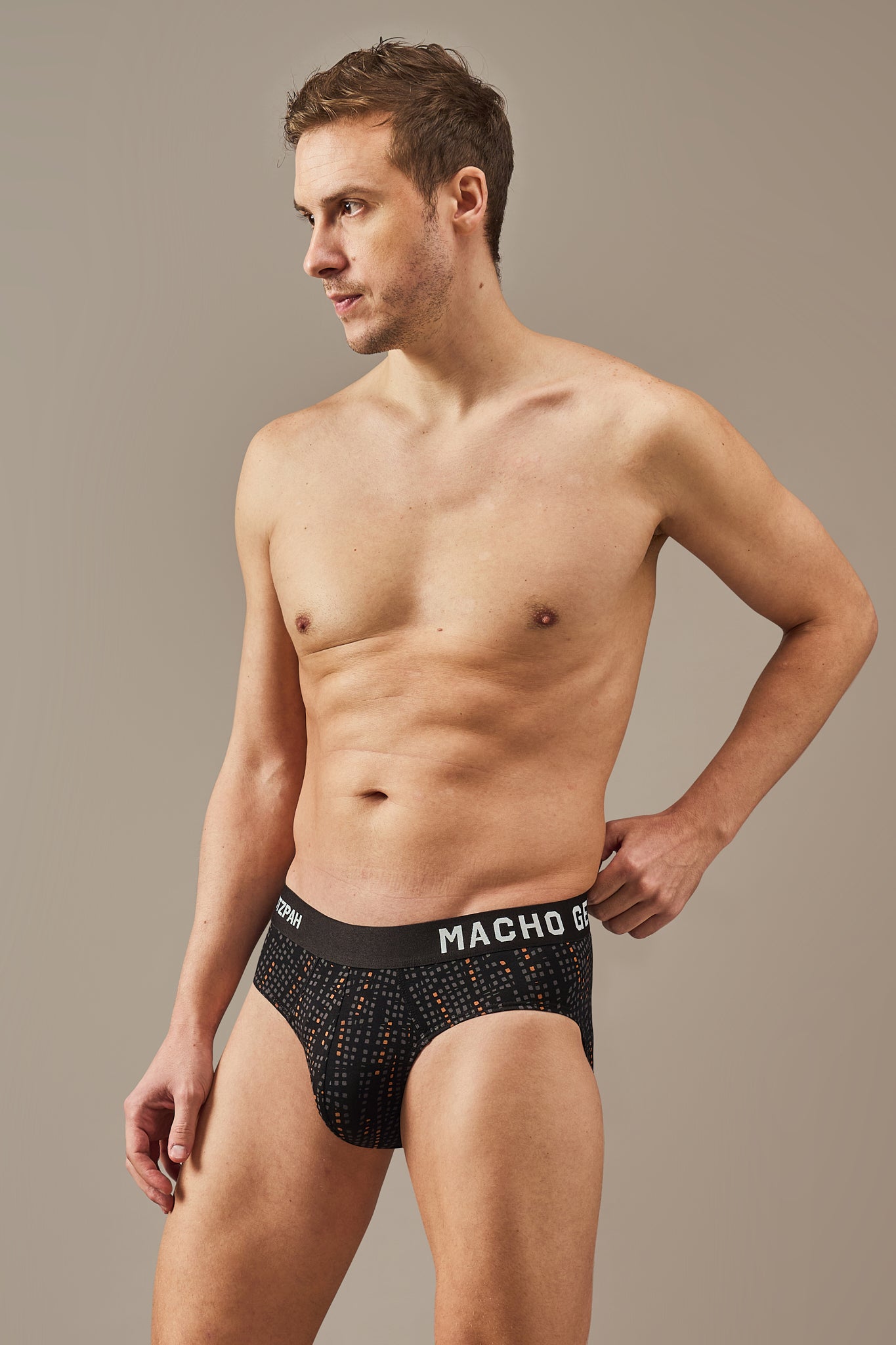Men's Essentials - Vibrant Vibes Patterned Modal Briefs - Charcoal Black