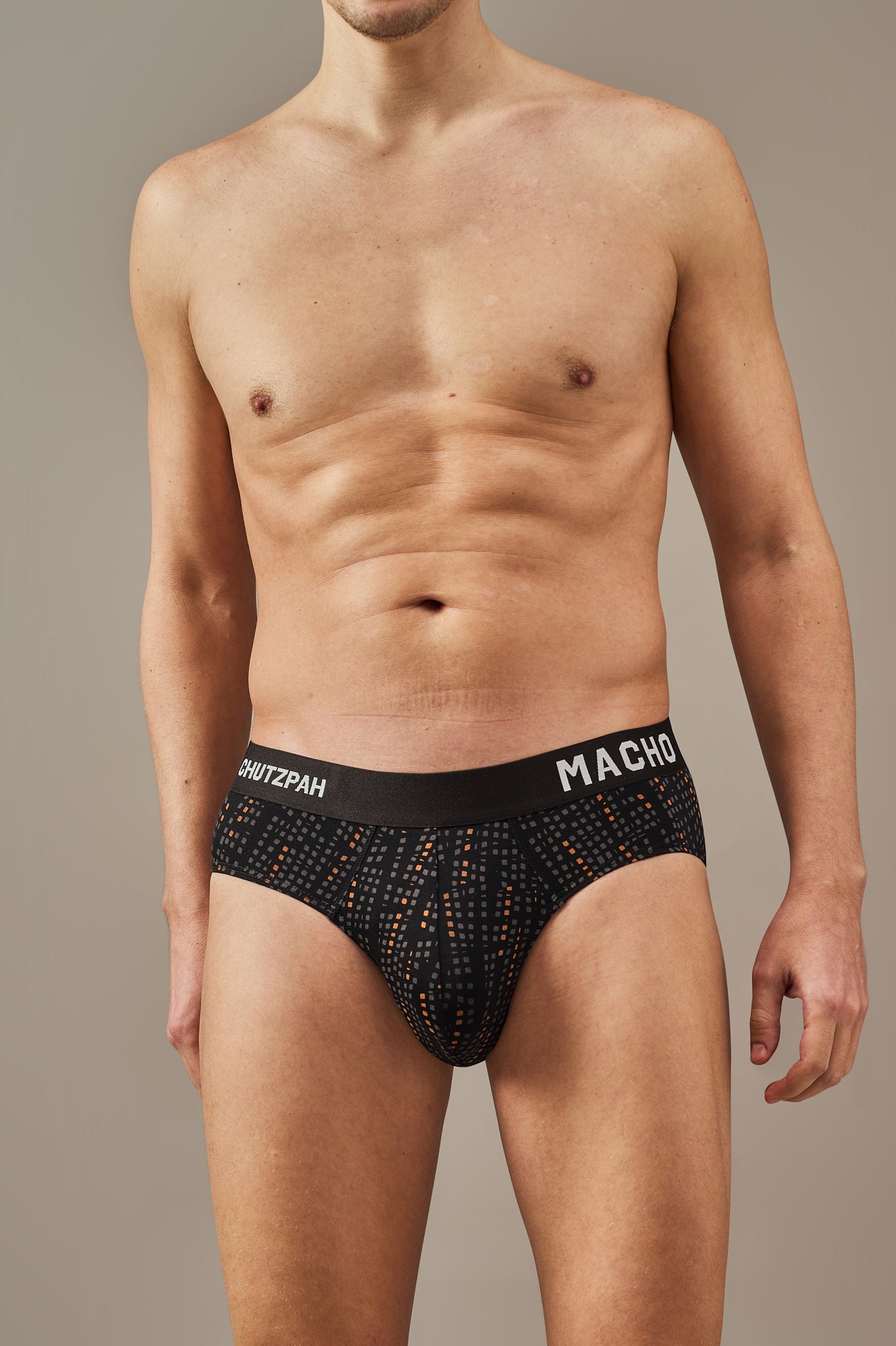 Men's Essentials - Vibrant Vibes Patterned Modal Briefs - Charcoal Black