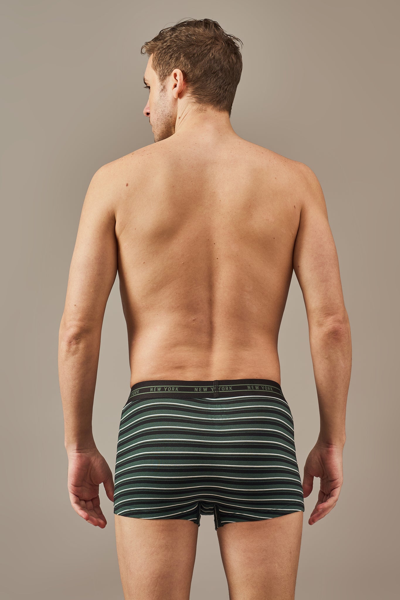 Men's Essentials - Luxe Premium Cotton Striped Trunks - Forest Noir