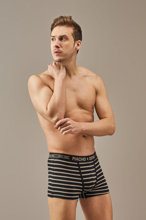 Men's Essentials - Luxe Premium Cotton Striped Trunks - Shadow Steel