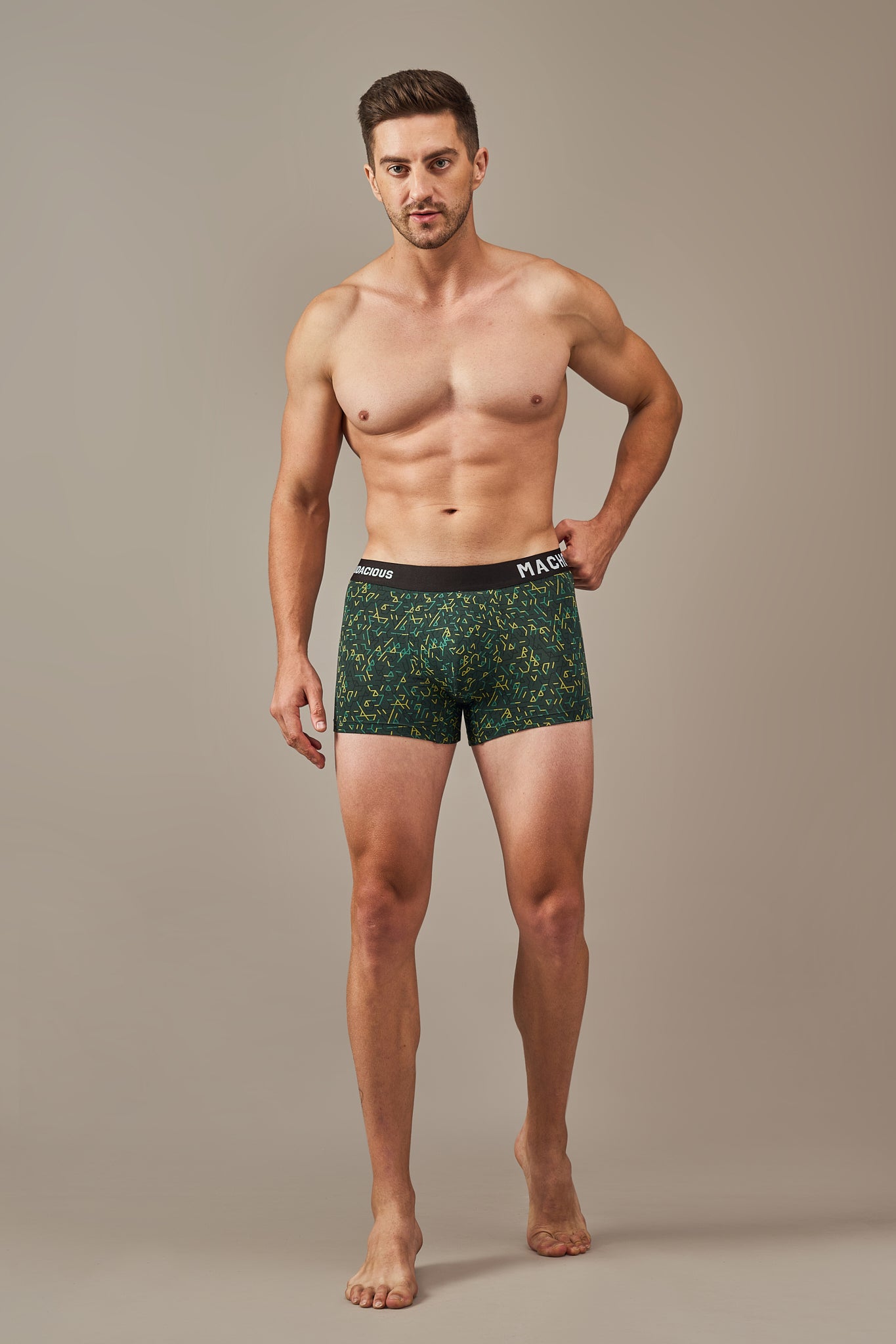 Men's Essentials - Vibrant Vibes Patterned Modal Trunks - Pine Green