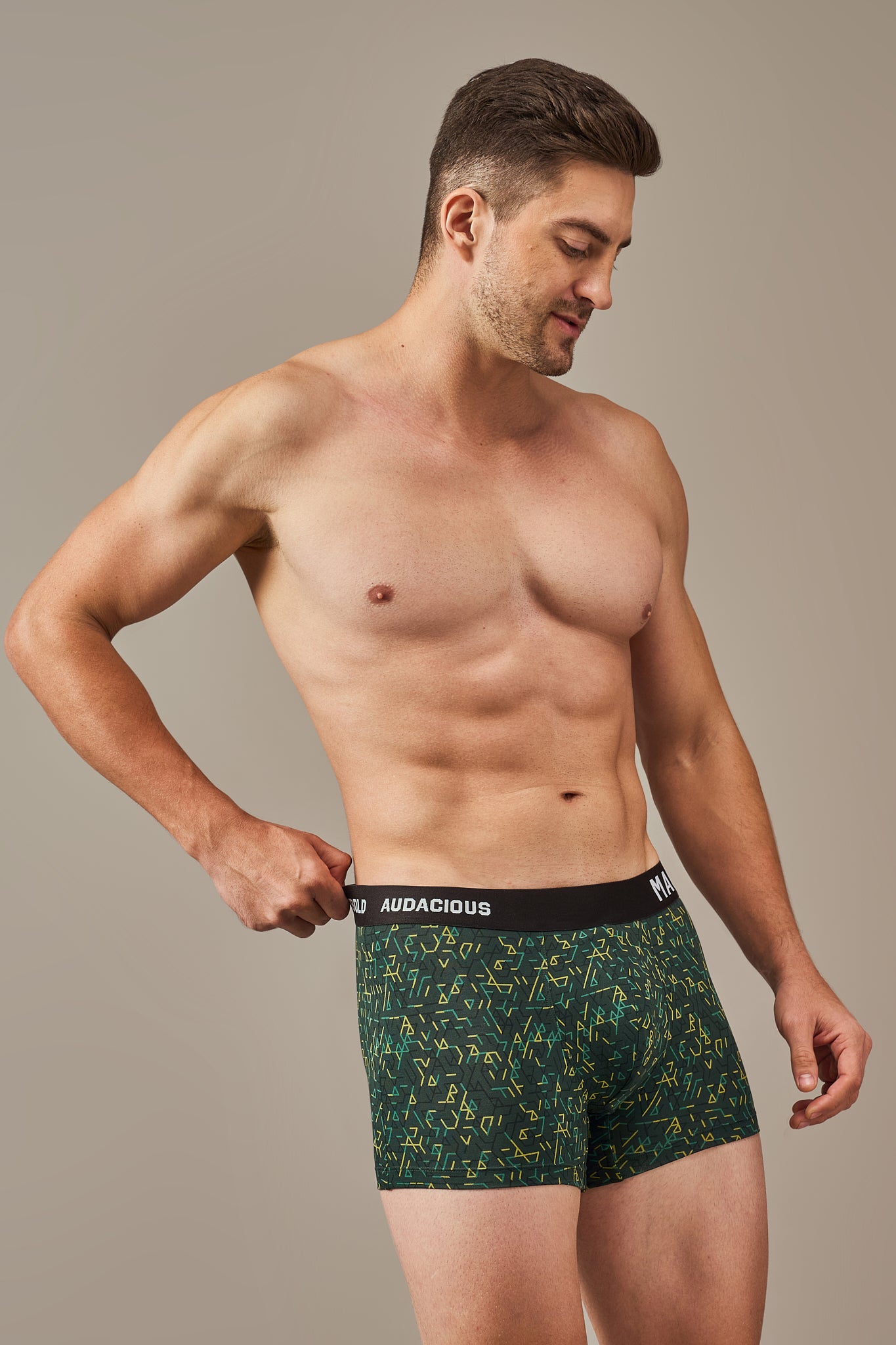 Men's Essentials - Vibrant Vibes Patterned Modal Trunks - Pine Green