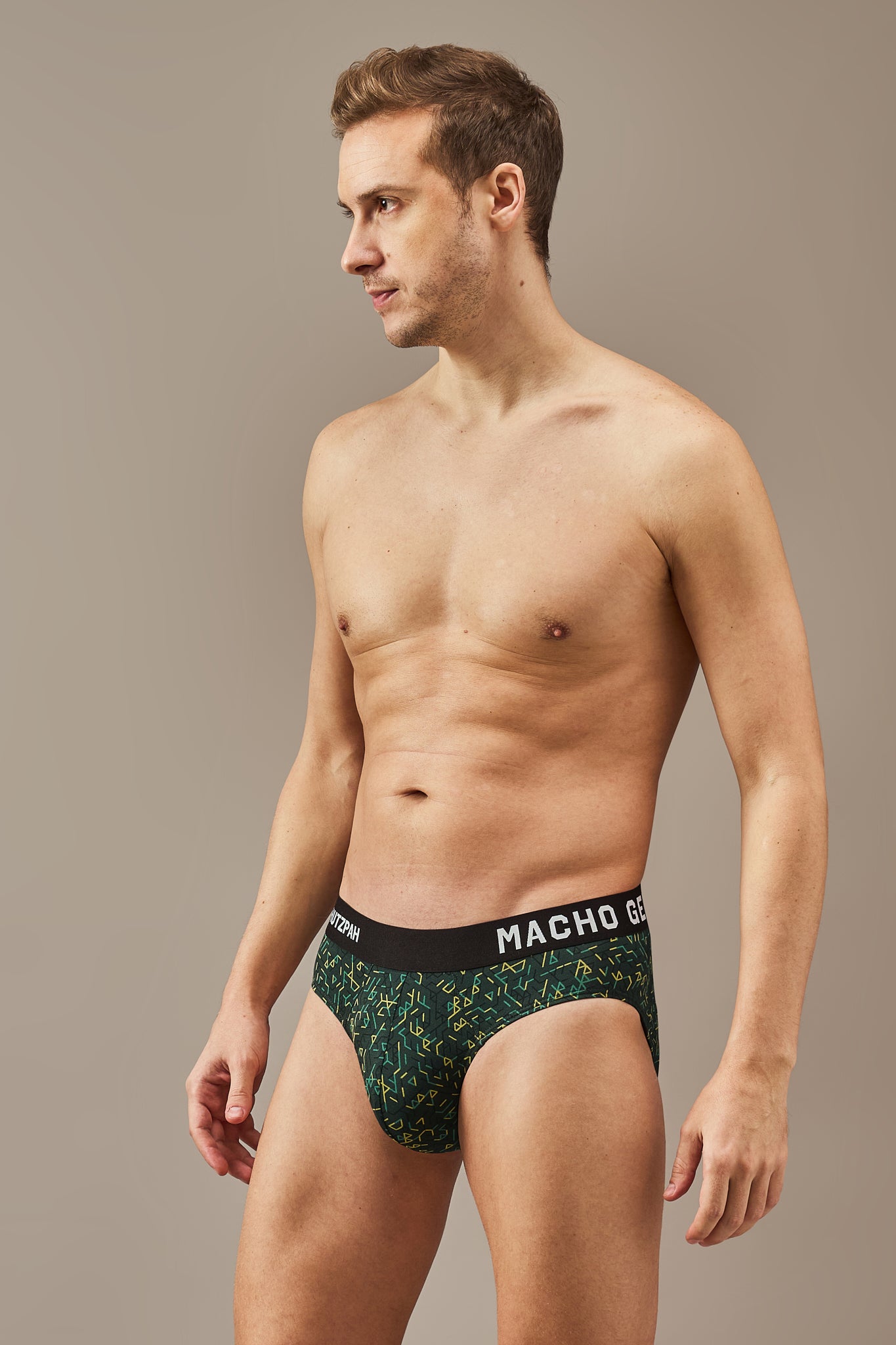 Men's Essentials - Vibrant Vibes Patterned Modal Briefs - Pine Green