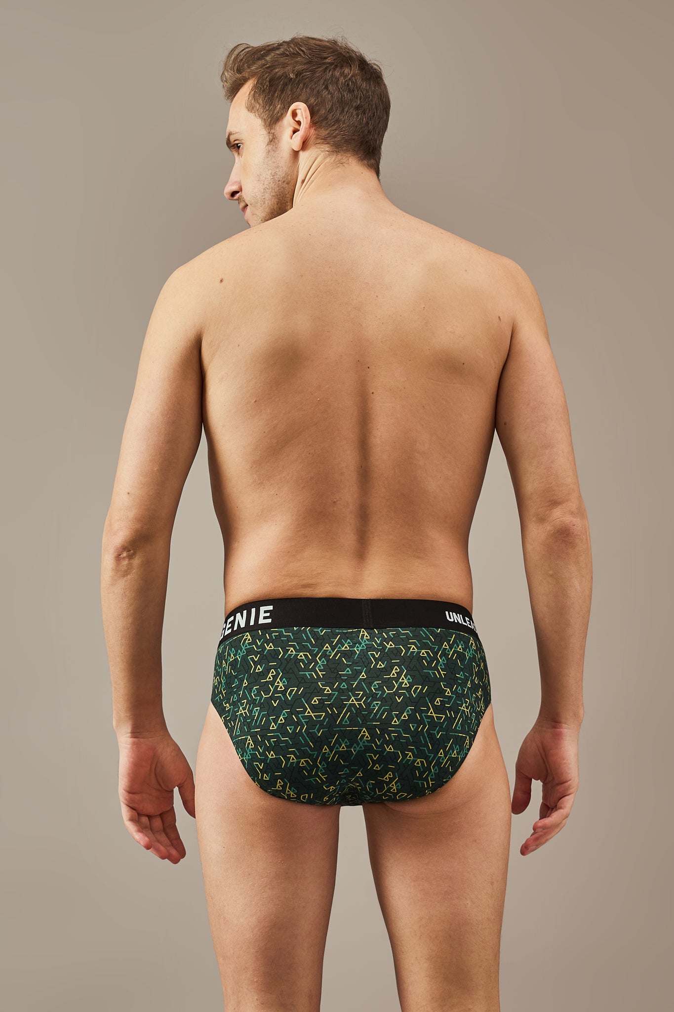 Men's Essentials - Vibrant Vibes Patterned Modal Briefs - Pine Green