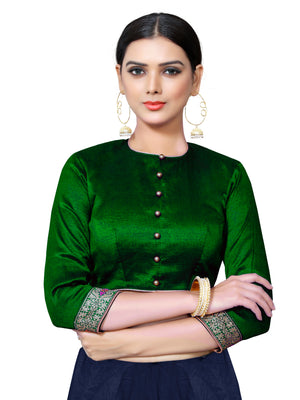 In-Sattva Women's Silk Lace Halter Neck Blouse; Imperial Green
