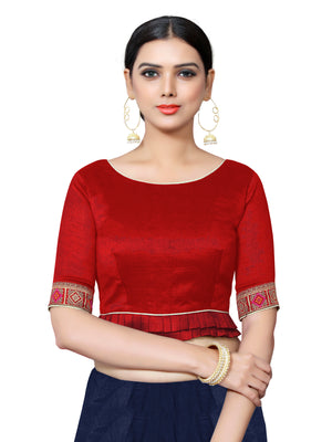 In-Sattva Women's Silk Lace Pearl Halter Neck; Crimson Red
