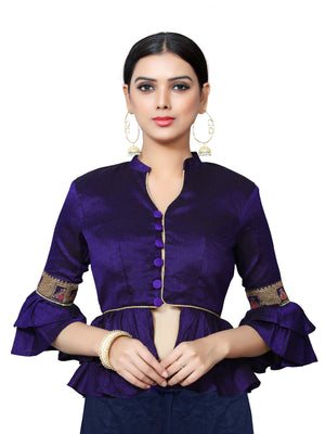 In-Sattva Women's Silk Lace Button V-Neck Blouse; Mullberry Lavender