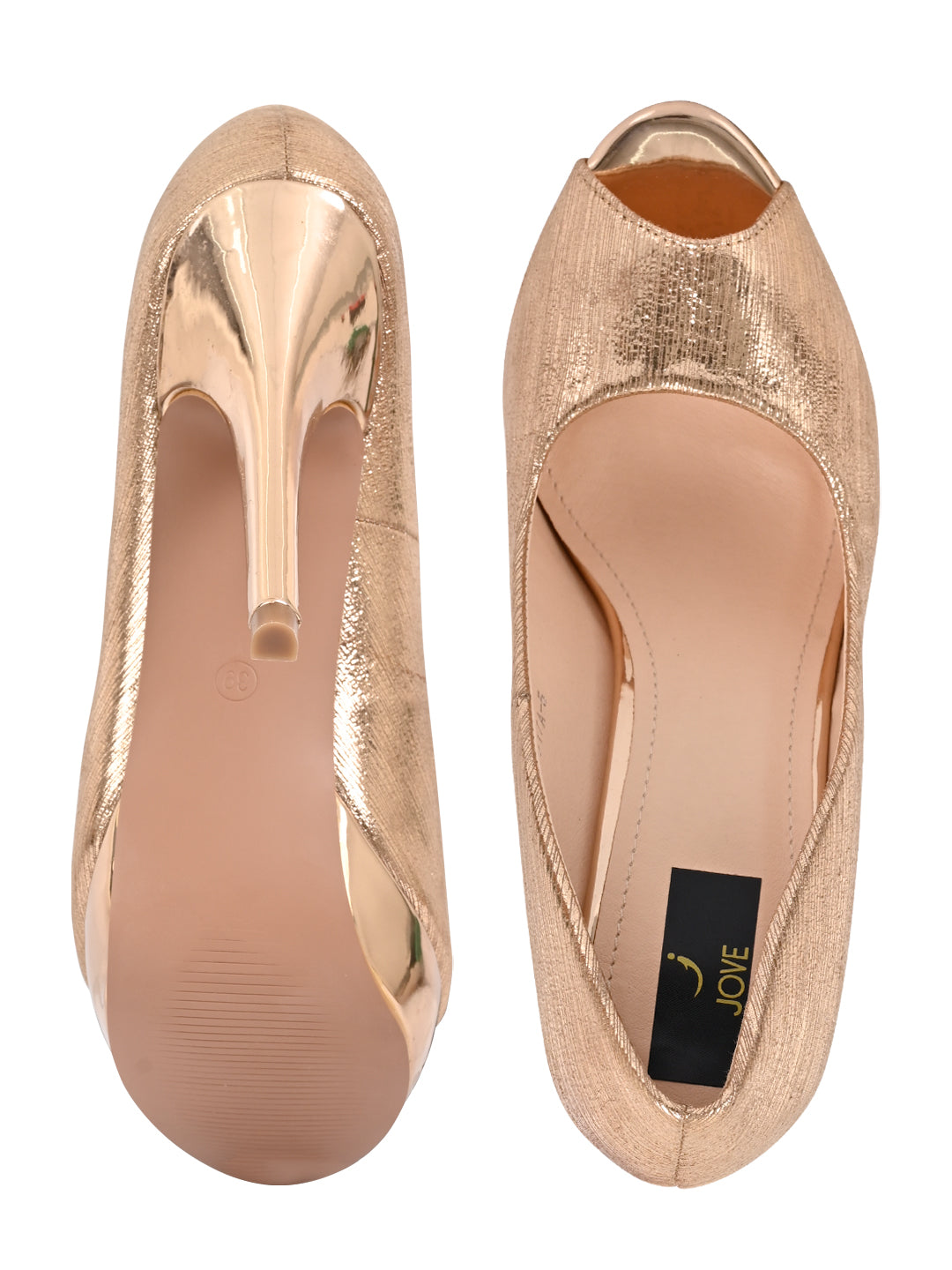 Jove Women's Peep Toe Stiletto Champagne