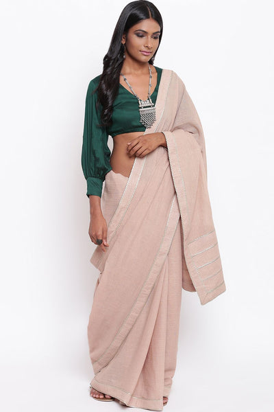 In-Sattva Women's Silk  Puff Long Sleeve V-Neck Blouse; Hunter Green