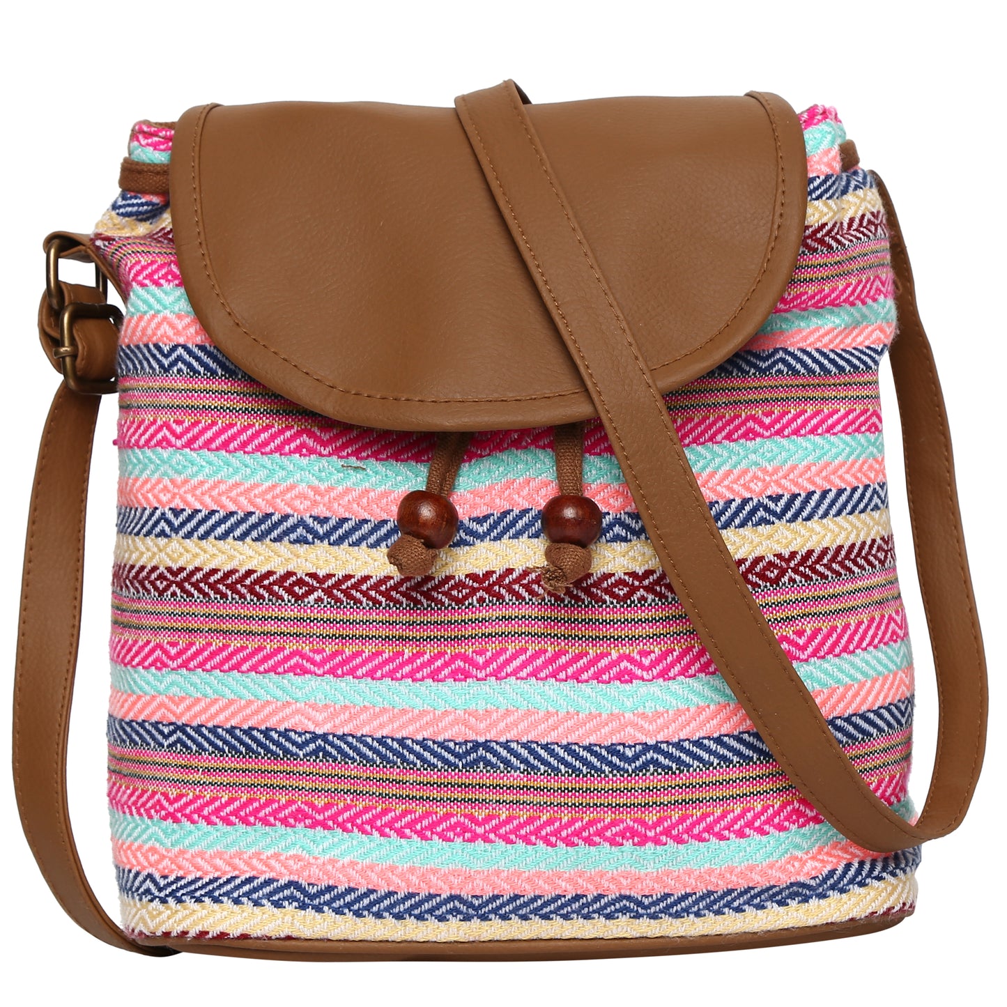 Women's Crossbody Multicolor Striped with Vegan Leather Bag