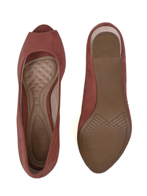 Jove Women's Peep Toe Pumps Maroon