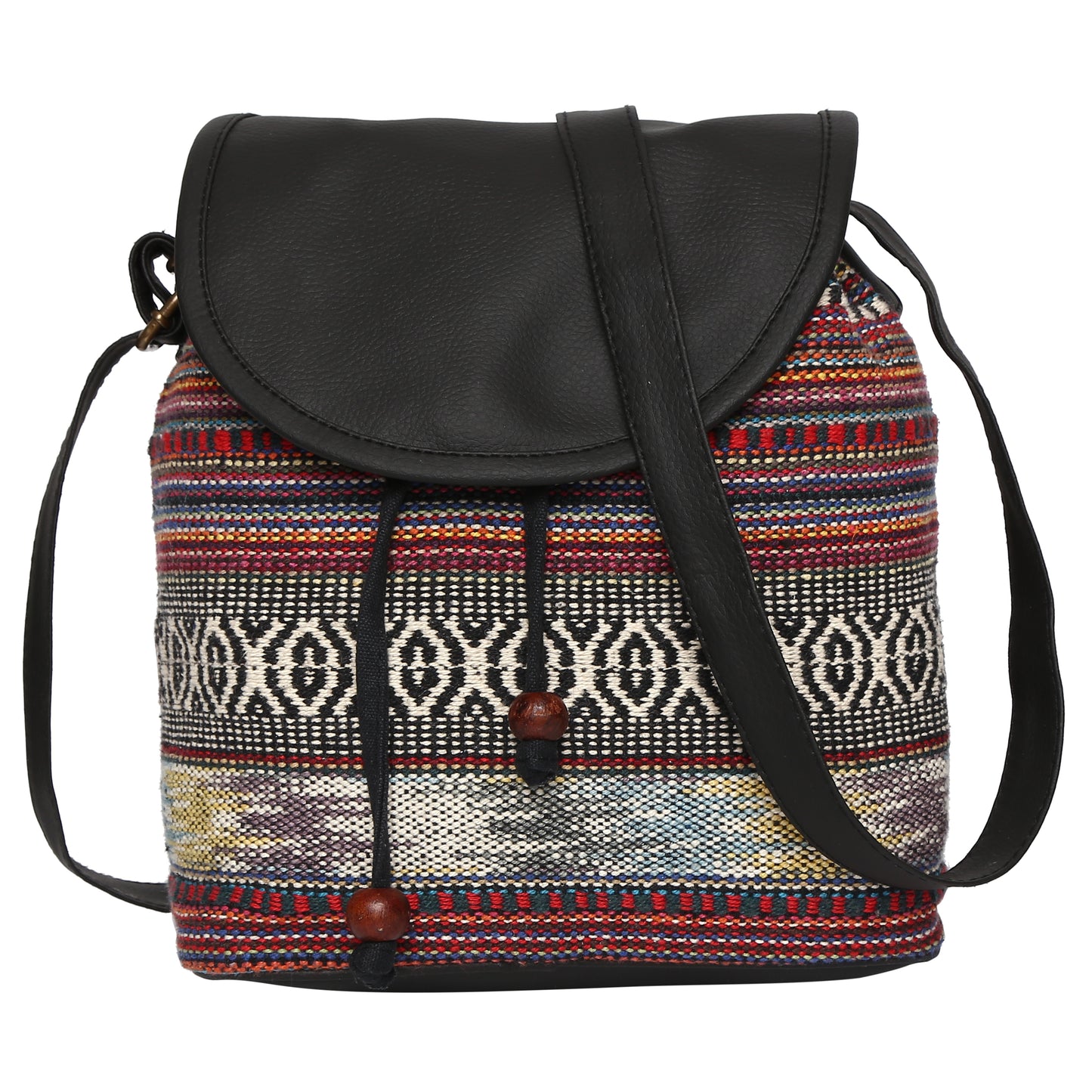 Women's Crossbody Multicolor Red Tribal Print Bucket Bag