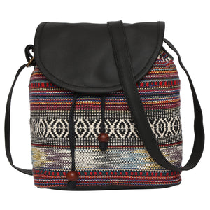 Women's Crossbody Multicolor Red Tribal Print Bucket Bag