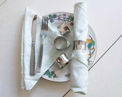 Handmade Solid Metal Hammered Napkin Rings for Dinners, Weddings, Banquets, and Special Occasions; Silver