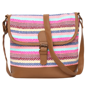Women's Crossbody Multicolored Striped Textured Bag