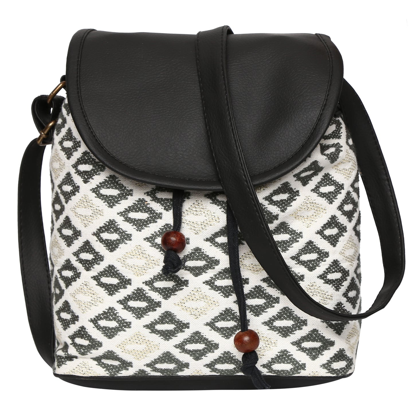 Women's Crossbody Black and White Diamond Print