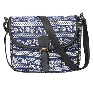 Women's Crossbody Navy Blue Floral Striped Bag