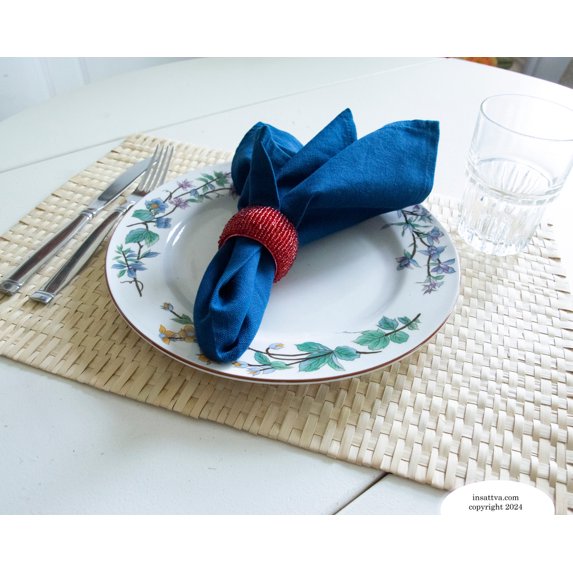 Handmade Finely Beaded Napkin Rings for Dinners, Weddings, Banquets, and Special Occasions; Red
