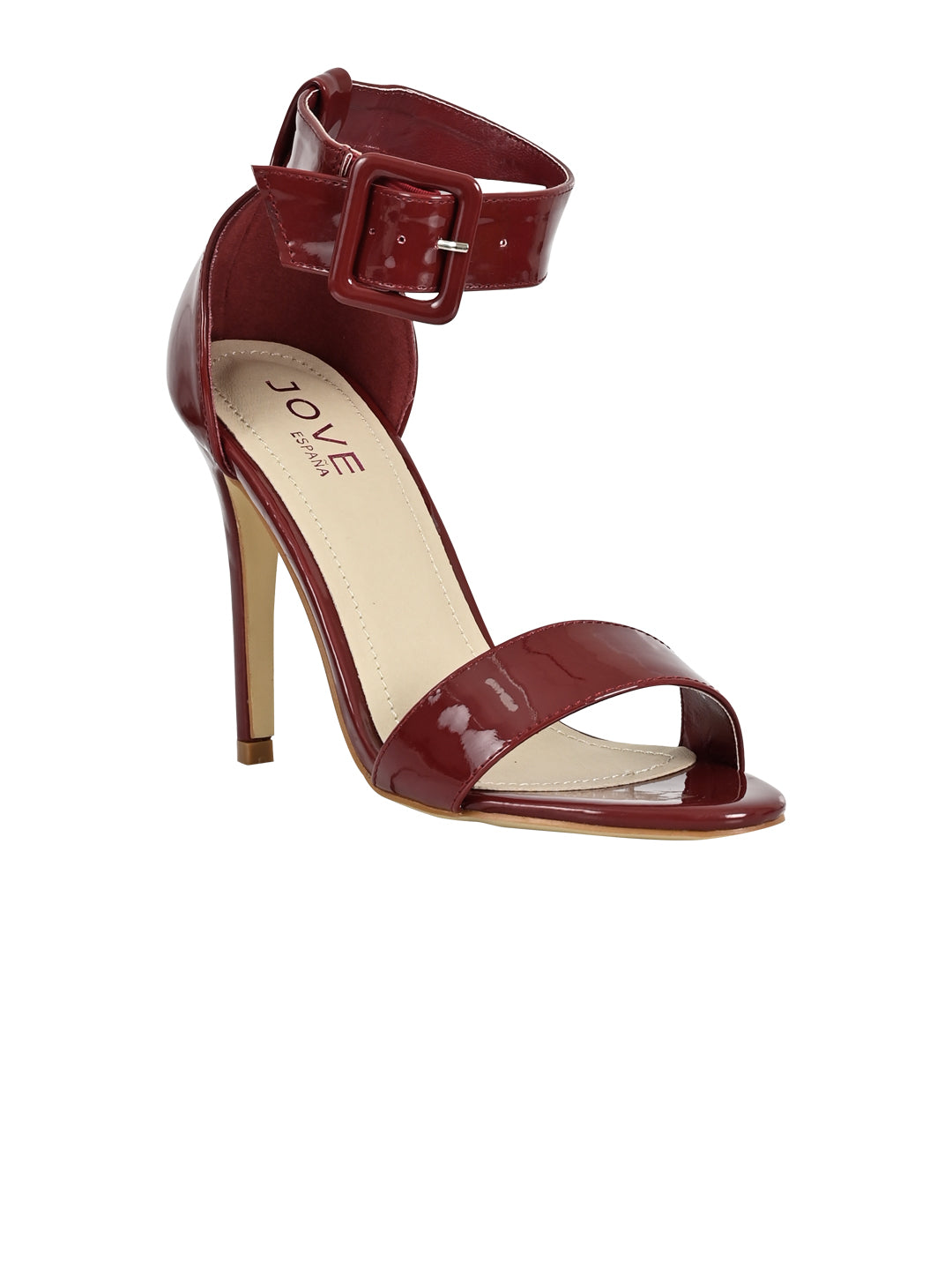 Jove Women's Ankle Strap Stilettos Maroon