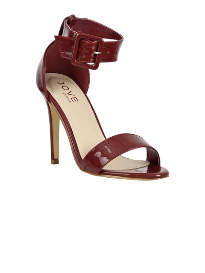 Jove Women's Ankle Strap Stilettos Maroon