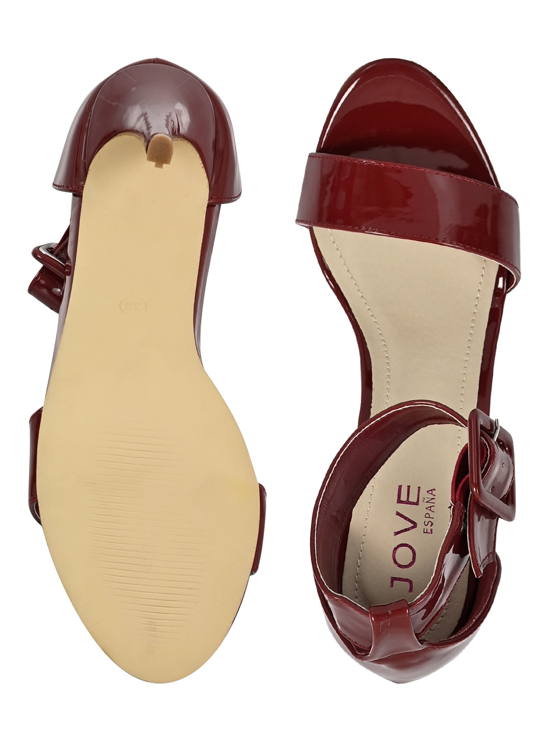 Jove Women's Ankle Strap Stilettos Maroon