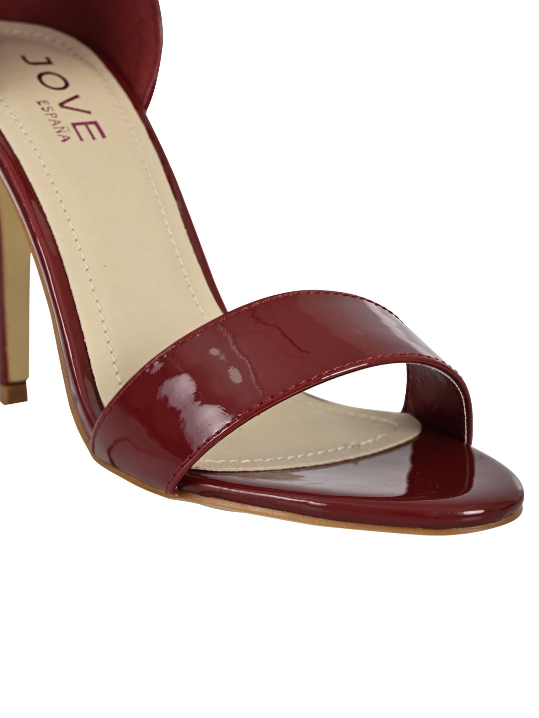 Jove Women's Ankle Strap Stilettos Maroon