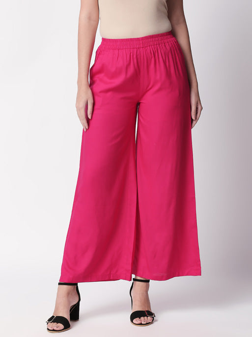 Ethnicity Handcrafted Fuchsia Palazzo Pants with Pockets