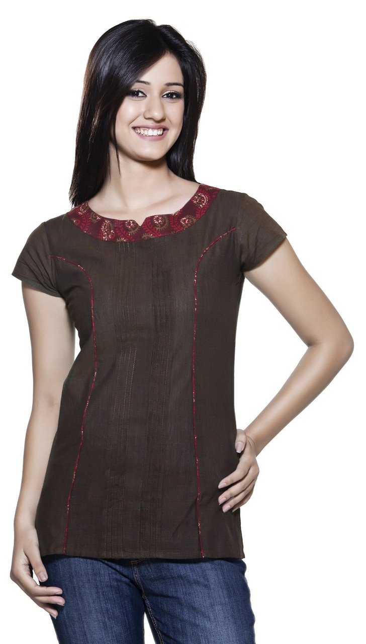 Akkriti Women's Powerloom Printed Neck Band Kurti ÌÎÌ_Ì´åÇÌÎÌ__ÌÎÌ_ÌÎ_ÌÎÌ_Ì´åÌÎÌ_ÌÎ_ÌÎÌ_Ì´å« Olive Front