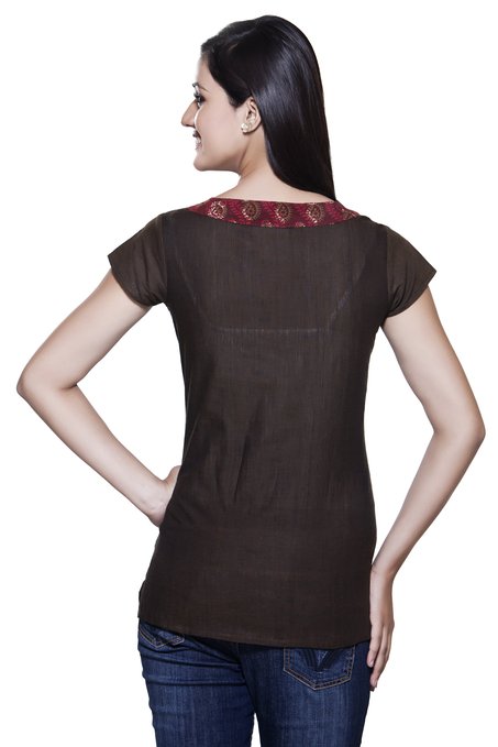 Akkriti Women's Powerloom Printed Neck Band Kurti ÌÎÌ_Ì´åÇÌÎÌ__ÌÎÌ_ÌÎ_ÌÎÌ_Ì´åÌÎÌ_ÌÎ_ÌÎÌ_Ì´å« Olive Back