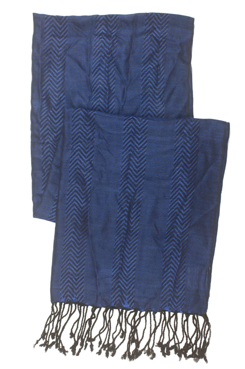 In-Sattva Colors - Zigzag Patterned Stripe Scarf Stole - Navy