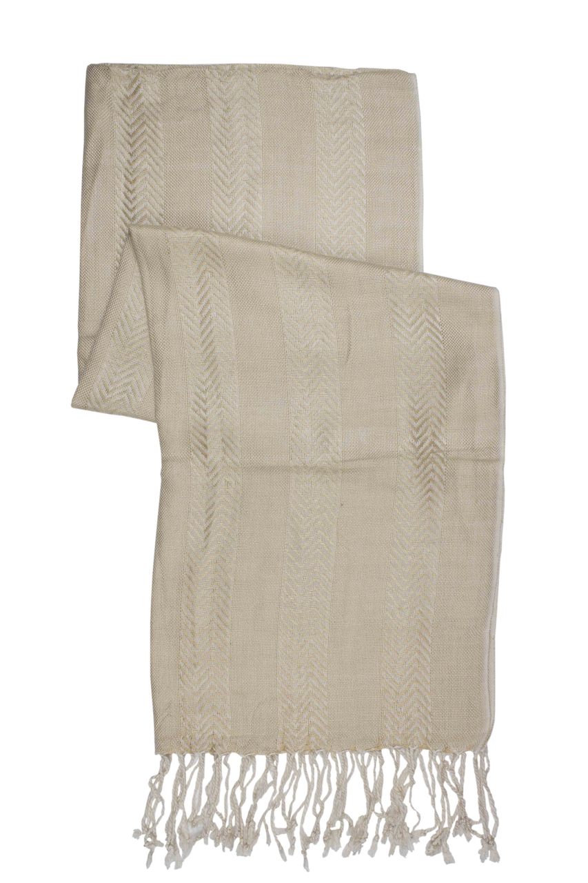 In-Sattva Colors - Zigzag Patterned Stripe Scarf Stole - Off White