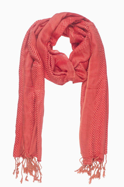 In-Sattva Colors - Zigzag Patterned Stripe Scarf Stole ÛÒ Coral