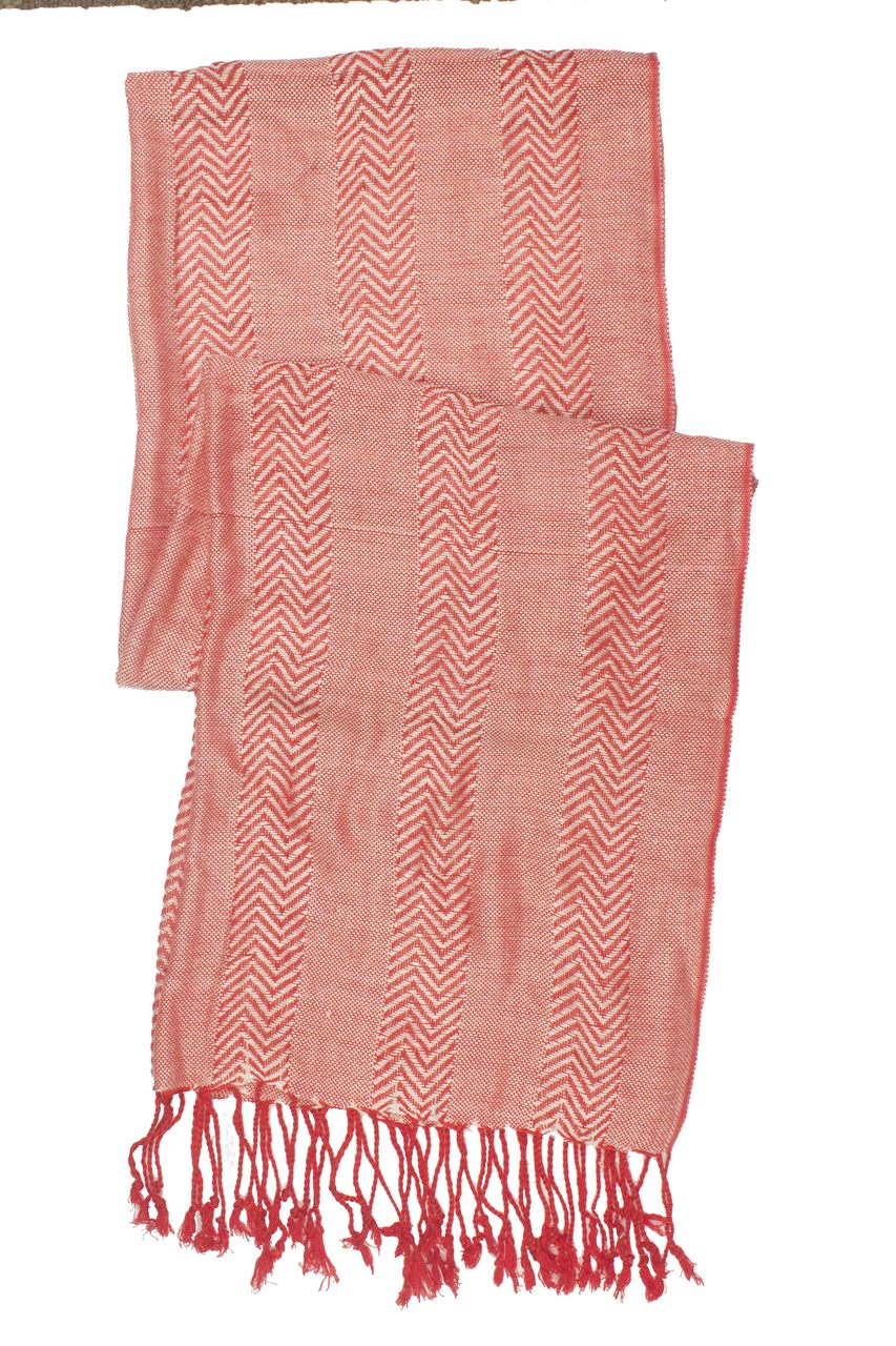 In-Sattva Colors - Zigzag Patterned Stripe Scarf Stole - Red