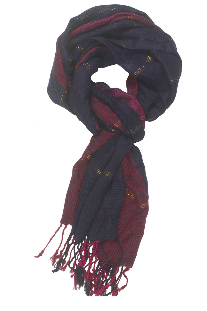 In-Sattva Colors - Vertical & Horizontal Stripe Rich Color Block Scarf Stole ÛÒ Navy